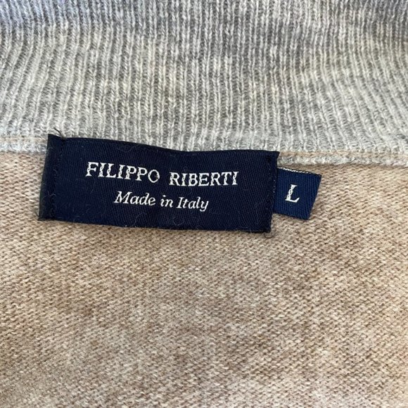 Filippo Riberti marina wool cashmere blend quarter zip sweater - Large - Picture 6 of 6